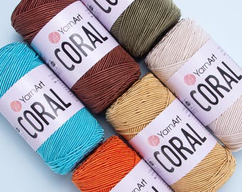 Yarn Art Coral  - Macrame Rope, 200 gram 200 mt  Macrame  Cord, Crochet Macrame, Accessory Thread, Craft Cord, 50% Cotton 50 polyester