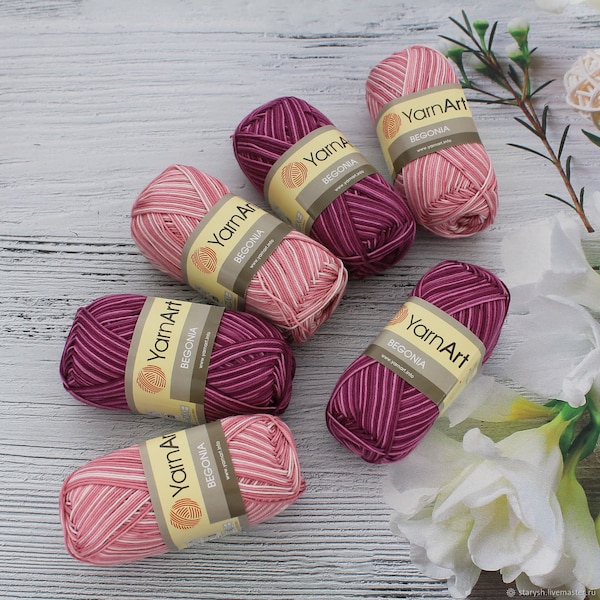 Yarnart Begonia Melange-  100% Mercerized Cotton, Accessory Yarn, Crocheting Lace Yarn, 1.76 Oz, 185 Yds, Multicolor Mercerize Knitting Yarn