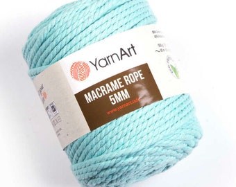 Yarnart macramé touw 5 mm - macramé tapijt, macramé, macramé knoop, macramé touw, gehaakt macramé, macramé tas, 500 gram