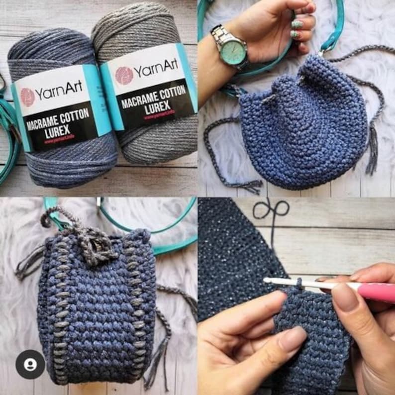 Yarnart Macrame Cotton Lurex Macrame Cord, Crochet Macrame, Macrame Bag