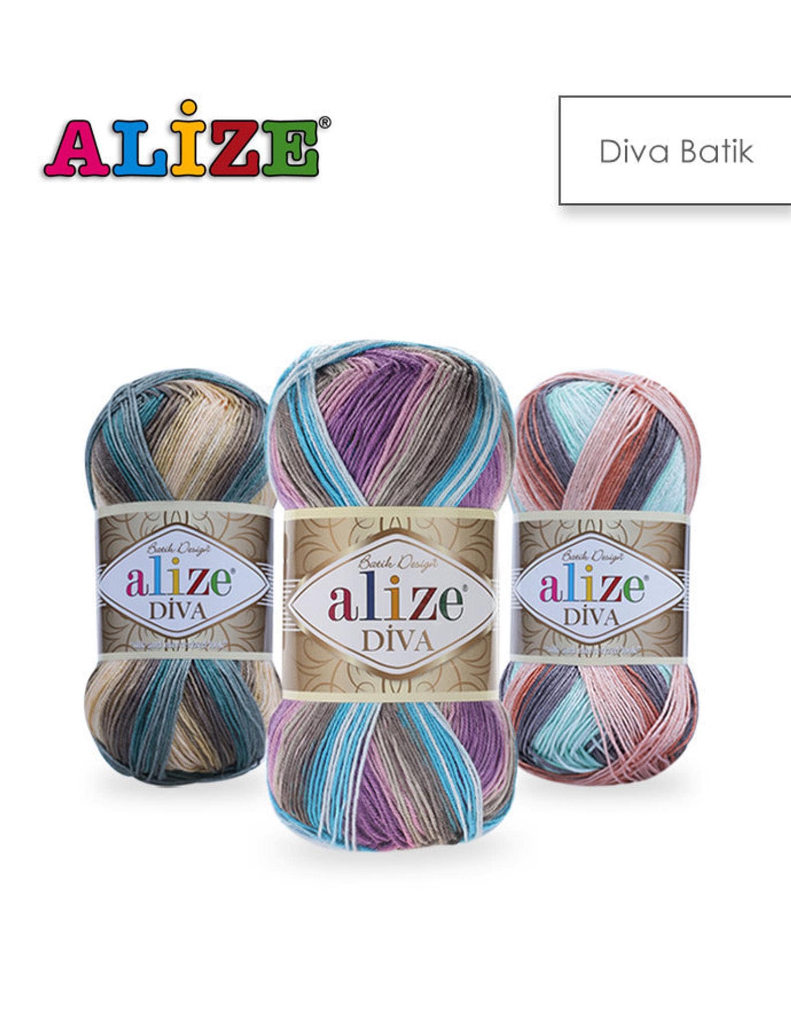 Alize 5 x 100 g Diva Batik wol, 500 gram gemerceriseerde breiwol