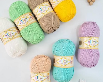 Alize Baby Best , Knitting Yarn, Hypoallergenic Yarn, Crochet Yarn,  Soft Yarn, Acrylic Yarn, Baby Accessories Yarn 100 grams