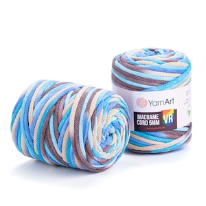 Yarnart Macrame Cord 5 mm VR - Multicolor Macrame Cord, Macrame Rope,  Crochet, Macrame Bag, Macrame Rug, 60% Cotton,500 gram
