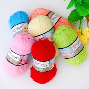 Yarnart Baby - Soft Yart, Baby Yarn, Classic Yarn, Sport Yarn, Blanket Yarn, Seasonal Yarn, 100% Acrylic, 1.76 Oz, 164 Yds, 50 gram