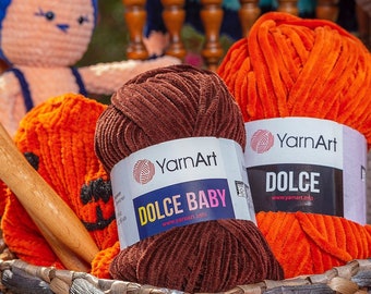 Yarnart Dolce Baby- Velvet Strickgarn 50 g, 92,96 m Baby Garn, Amigurumi Garn, Velvet Garn, weiches Garn, Decken Garn, Plüsch Garn,