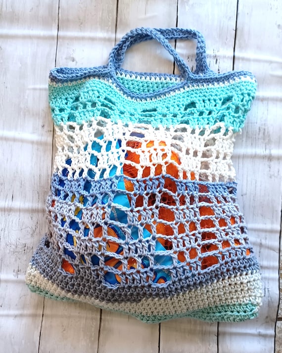 Crochet Market Bag, Shopping Tote, Beach Bag, Open Mesh Bag
