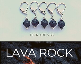 Lava Rock - Set of 5 Stitch Markers, Stitch Holders, Progress Keepers | Knitting and Crochet Notions