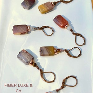 Mookaite, Moonstone & Tigereye Single Progress Keepers, Stitch Markers | Knitting and Crochet Notions and Accessories