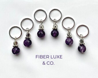 Amethyst Crystal • SMALL BEAD Crystal Amethyst Stitchmarkers for Knitting | Knitters Accessories and Notions