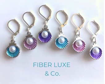 6 Pearl Shell Stitch Marker Set • Stitchmarkers/Progress Keepers | Knitting and Crochet Accessories and Notions