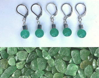 Aventurine Crystal Collection • Set of 5 Stitch Markers, Stitch Holders, Progress Keepers | Knitting & Crochet Notions