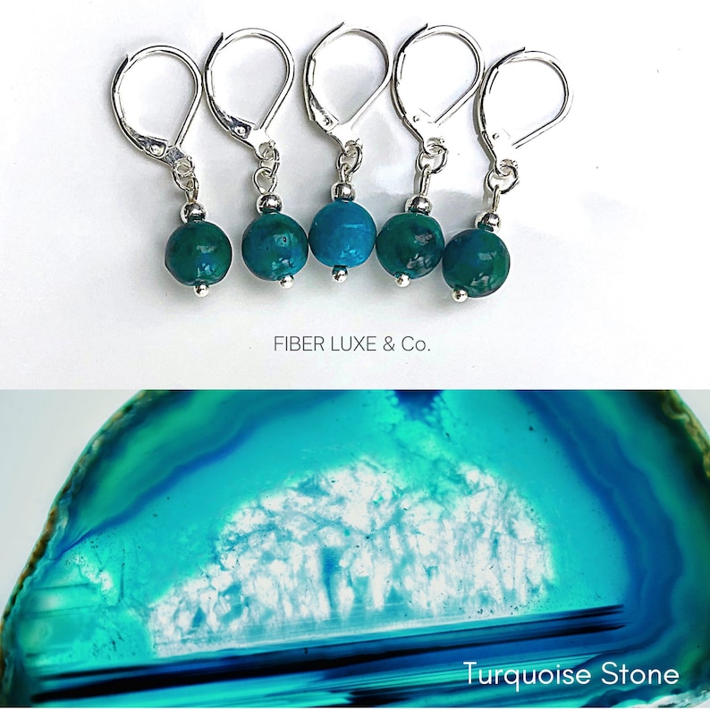 Turquoise Stone Natural Stone Stitch Markers Progress | Etsy