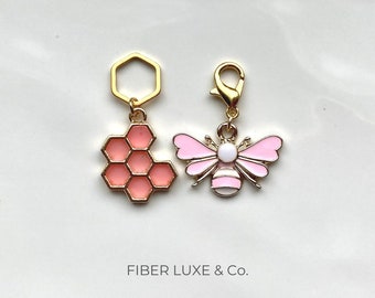 Blushing Bee Progress Keeper and Stitch Marker • Removable Stitchmarker/Progress Keeper | Knitting and Crochet Accessories and Notions