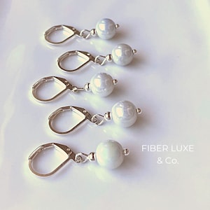 Droplet - Pearlescent Glass Stitch Markers, Stitch Holders, Progress Keepers, Knitting and Crochet Notions