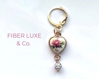 Vintage Rose - Stitch Holder, 2 Attachment Options, Progress Keepers, Crochet and Knitting Notions.
