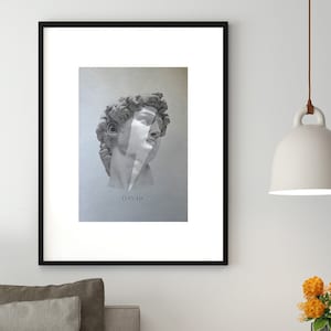 Antique god &quot;David&quot; handmade silkscreen (Berlin), metallic silver color - limited & signed edition