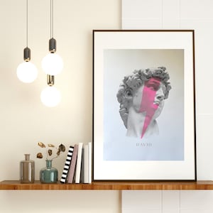 Antique god &quot;David&quot; handmade silkscreen (Berlin), neon pink - limited & signed edition