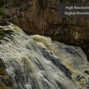 Mountain Photography- Mountain Digital Download- Yellowstone Photography- Waterfall Photography- Waterfall Landscape Photography