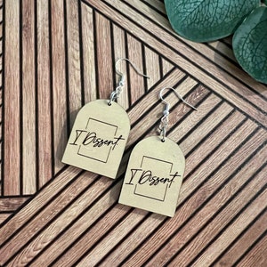 I DISSENT earrings, RBG, feminist, Ruth Bader Ginsburg, laser cut, wood earrings, modern earrings, boho earrings