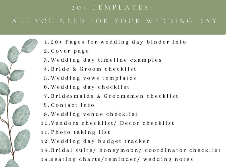 Wedding Day Template Wedding Binder Editable Template Etsy