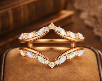 Vintage art-deco opaal moissaniet trouwring - sterlingzilver