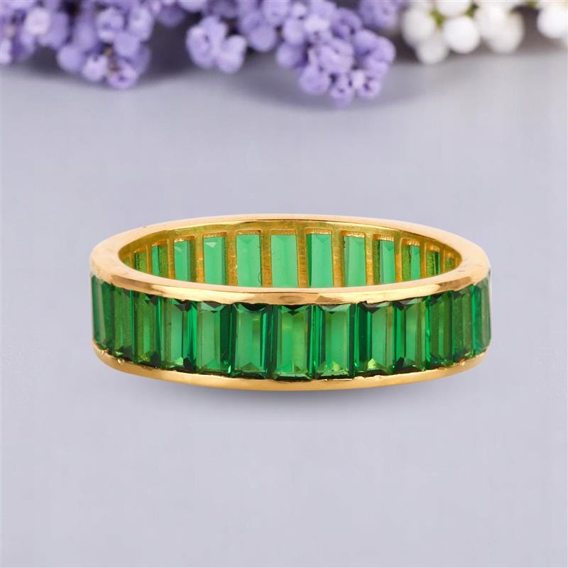Baguette Emerald Channel Set Eternity Ring, Full Eternity