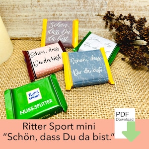 Nice that you are here, Ritter Sport banderole, banderole chocolate, wedding gift, confirmation, communion, Din A4 PDF file