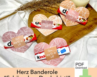 4 heart banderole duplo or children's bar, nice to have you here! Guest gift communion, easter, wedding table decoration, download file
