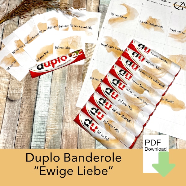 27 Liebe DU bist Botschaften Duplo Banderole, Duplo Aufkleber, Verpackung, Liebesbeweis, Gold, DIY Geschenke, Valentinstag, direkt Download