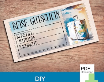 Gutschein Reise, Personalisierter Gutschein zum ausdrucken, Reisegutschein, Gutschein Karte, Gutschein Vorlage, Zeit statt Zeug, PDF