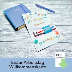 Carte cadeau de bienvenue pour un collègue, un cadeau de bienvenue pour le premier jour de travail d'un collègue, télécharger pour imprimer, un jeu d'enfant, PDF