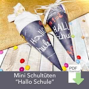 Mini school cone, school enrollment, start of school, school enrollment gift, candy cone, school enrollment decoration, boy, DIY school cone, schoolchild, student, PDF