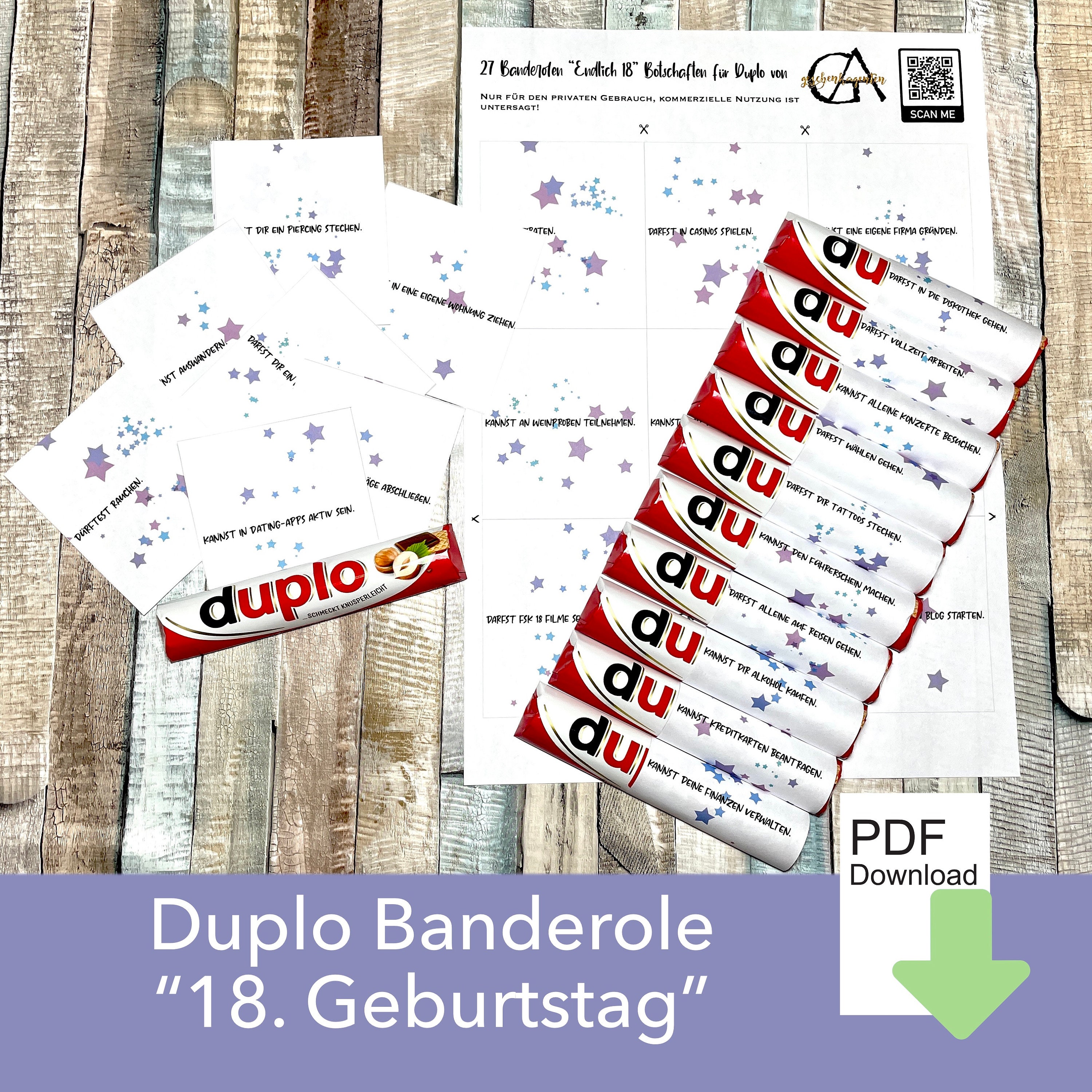 27 Duplo Banderole 18 Geburtstag Mädchen/Junge, DU bist Botschaften