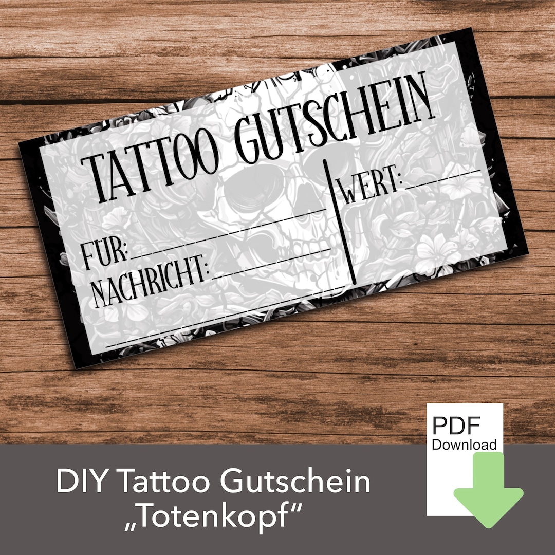 Tattoo Gutschein, Gutscheinvorlage, Last Minute Geschenk