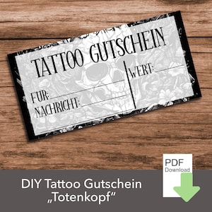 Tattoo voucher, voucher template, last minute gift, men&#39;s gift, gift voucher to print, fill in yourself, PDF download