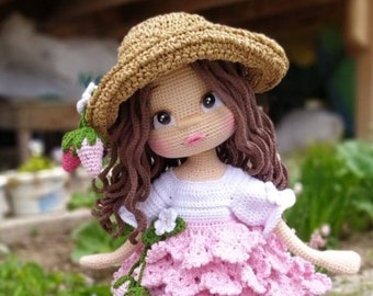 Bambola all'uncinetto in vendita, bambola finita Amigurumi, regalo per la nipote, bambola principessa vestita di rosa, regalo di compleanno, bambola da collezione in vendita