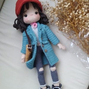 Crochet cool doll for sale, Doll with trausers, Amigurumi finished doll, Granddaughter gift, Collectible doll, gift for her, Birthday gift