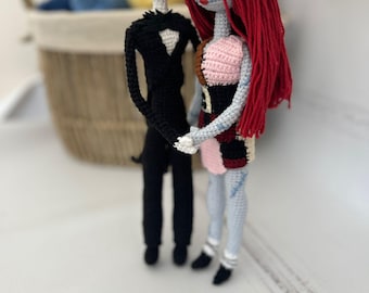 Jack und Sally Puppe zum Verkauf für Weihnachtsgeschenk, Alptraum Weihnachtspuppe zum Verkauf, häkeln gruselige Puppe für Halloween Dekoration