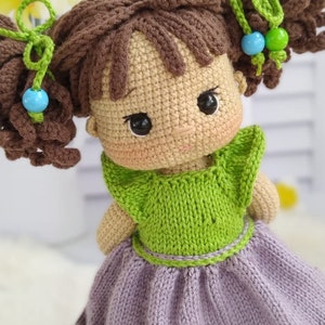 Muñeca de ganchillo en venta, Muñeca terminada Amigurumi, Regalo de nieta, Muñeca princesa vestida de rosa, Regalo de cumpleaños, Muñeca coleccionable en venta imagen 3