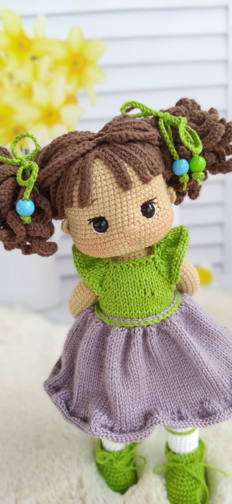 Muñeca de ganchillo en venta, Muñeca terminada Amigurumi, Regalo de nieta, Muñeca princesa vestida de rosa, Regalo de cumpleaños, Muñeca coleccionable en venta imagen 3