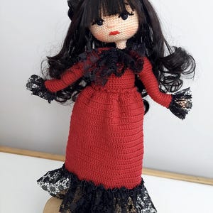 Crochet Gothic doll for Halloween gift, Spooky doll for sale, Handmade amigurumi doll for Christmas gift, Gift for her, Collectible doll