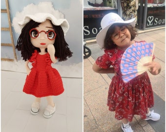 Personalized doll for christmas gift, look alike doll for her, Portrait doll for granddaughter gift, Handmade christmas gift, Gift for her