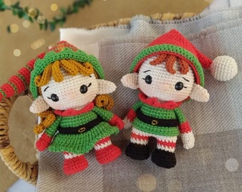 Muñeco ayudante de Papá Noel de ganchillo a la venta, muñeco elfo Amigurumi, regalo de decoración de Navidad hecho a mano, regalo de nieta, regalo de Navidad de ganchillo