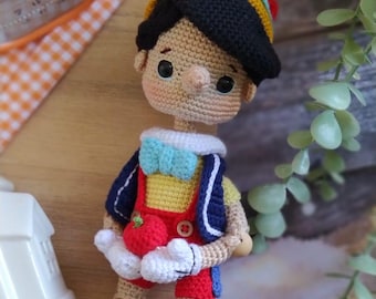 Crochet wooden puppet doll for sale,Amigurumi finished boy doll, Easter gift idea Granddaughter gift, Birthday gift, Handmade doll for sale
