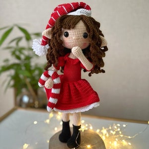 Crochet christmas elf doll for sale, Handmade christmas decoration gift, Amigurumi finished doll, Granddaughter gift, Collectible doll