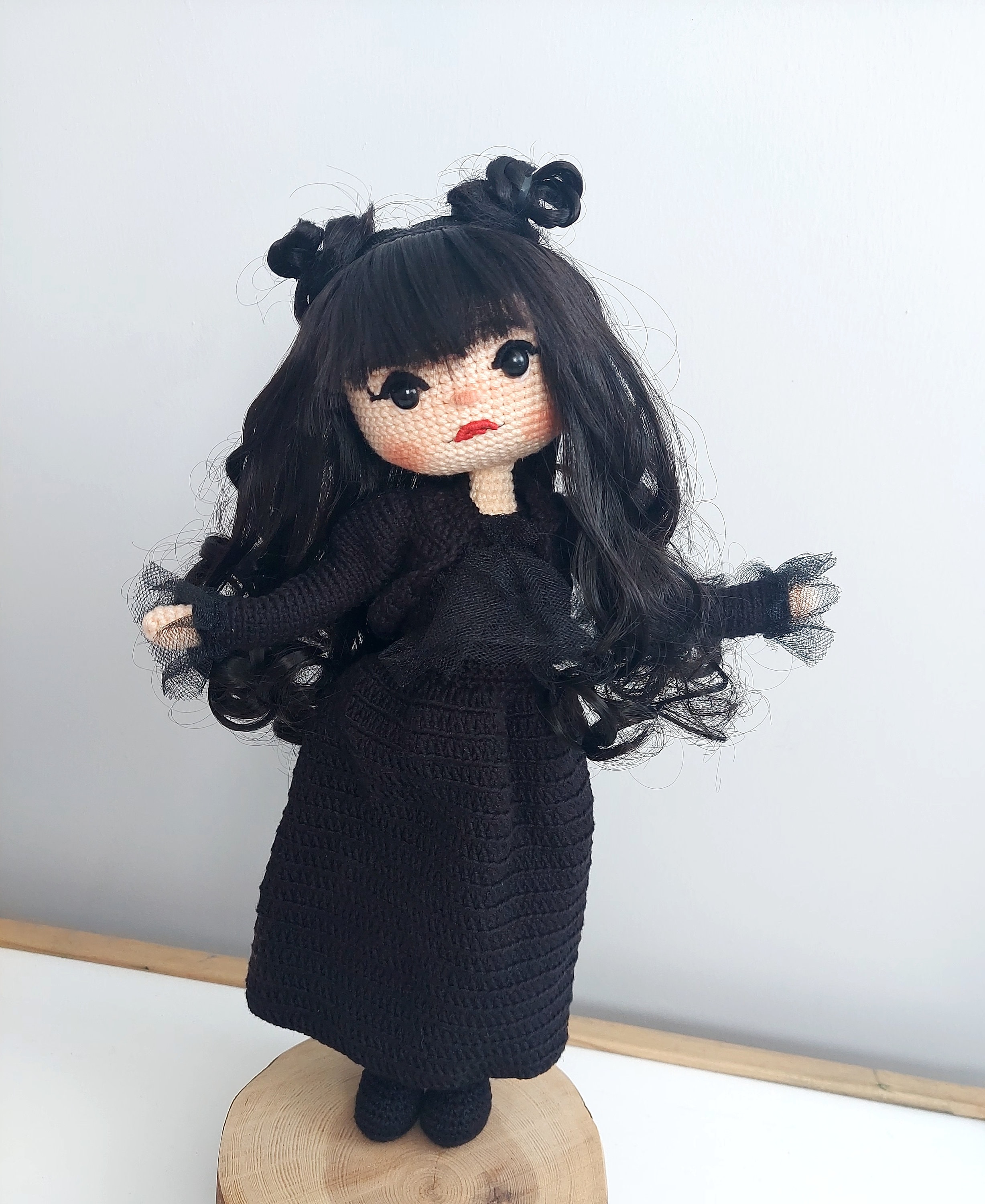 Victorian Gothic doll for sale, Vampire doll for Halloween gift, Crocheted vampire doll, Amigurumi Finished doll, Spooky doll for Halloween,