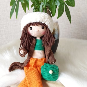 Christmas gift Crochet Fashion girl doll for sale, Amigurumi finished doll, Collectible doll for sale, Handmade gift for granddaughter