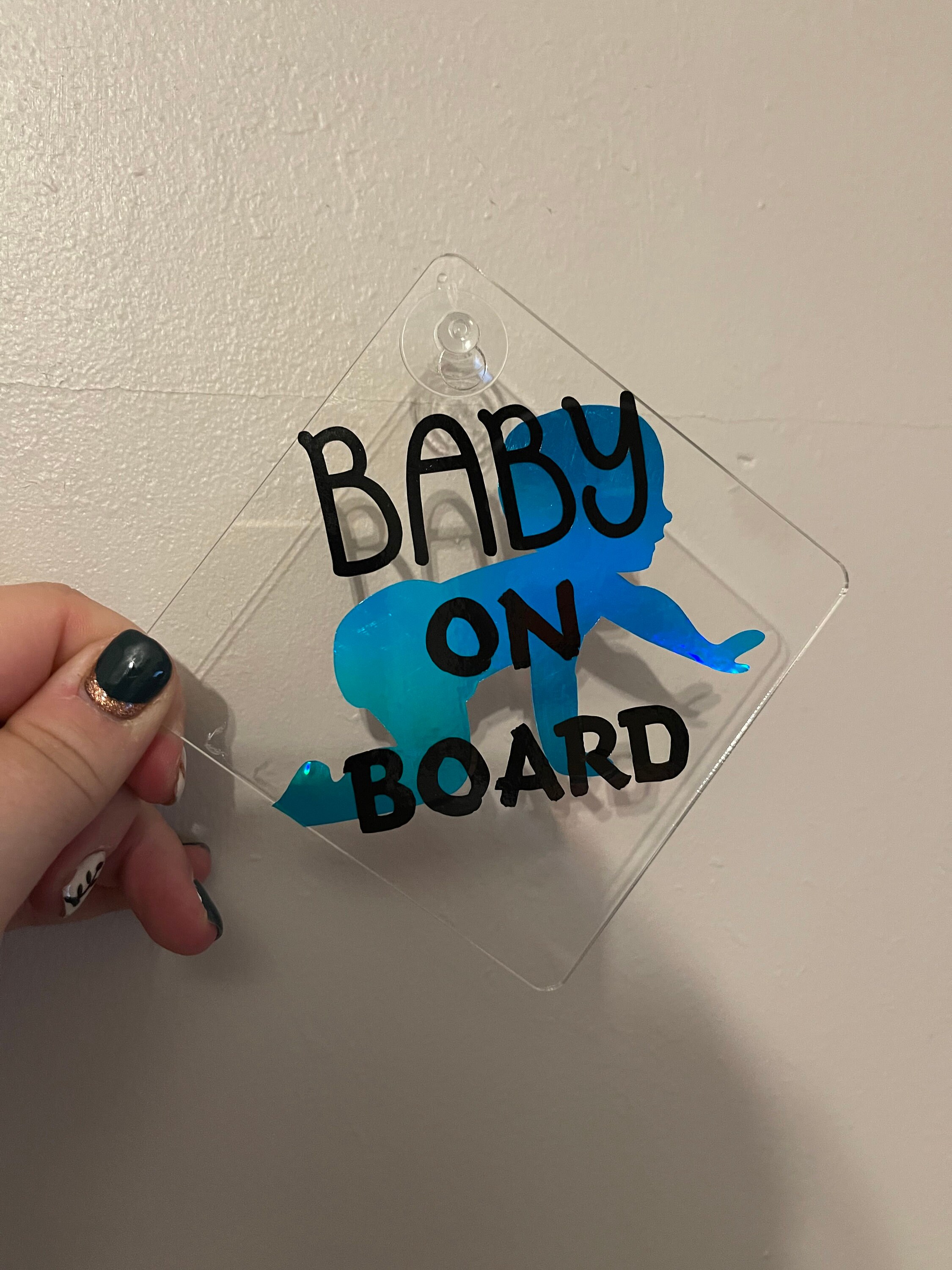 Personalised Baby On Board Car Sign ~ New Panda Black & White Boy or Girl 