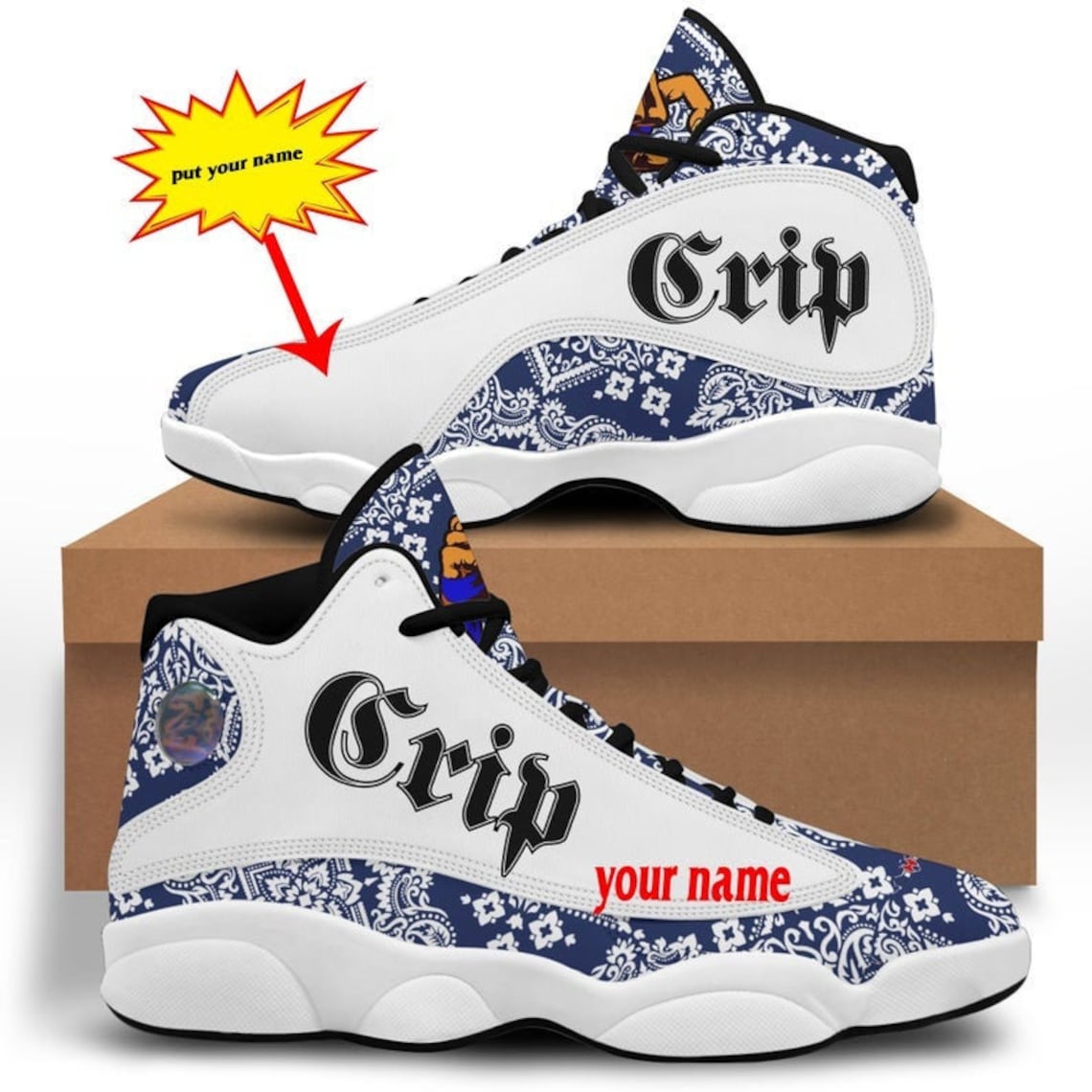 Crips Gang Personalized Jordan Shoe Air Jordan 13 Shoe Blue Etsy