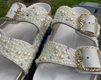 Custom BIG BUCKLE Sandals, Wedding Sandals, Bridal Sandals, Wedding Shoes, Bachelorette, Bridal Gift, Comfortable Sandals, Sparkly Sandals